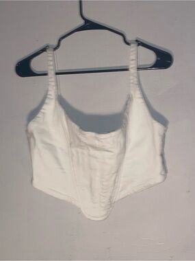 Zara White Cropped Bustier Top